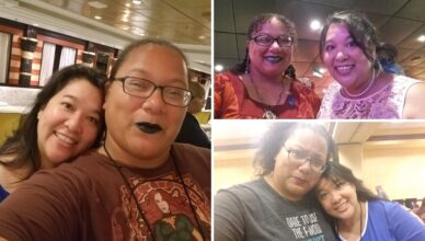 three images of Tempest and Piper loving each other's company